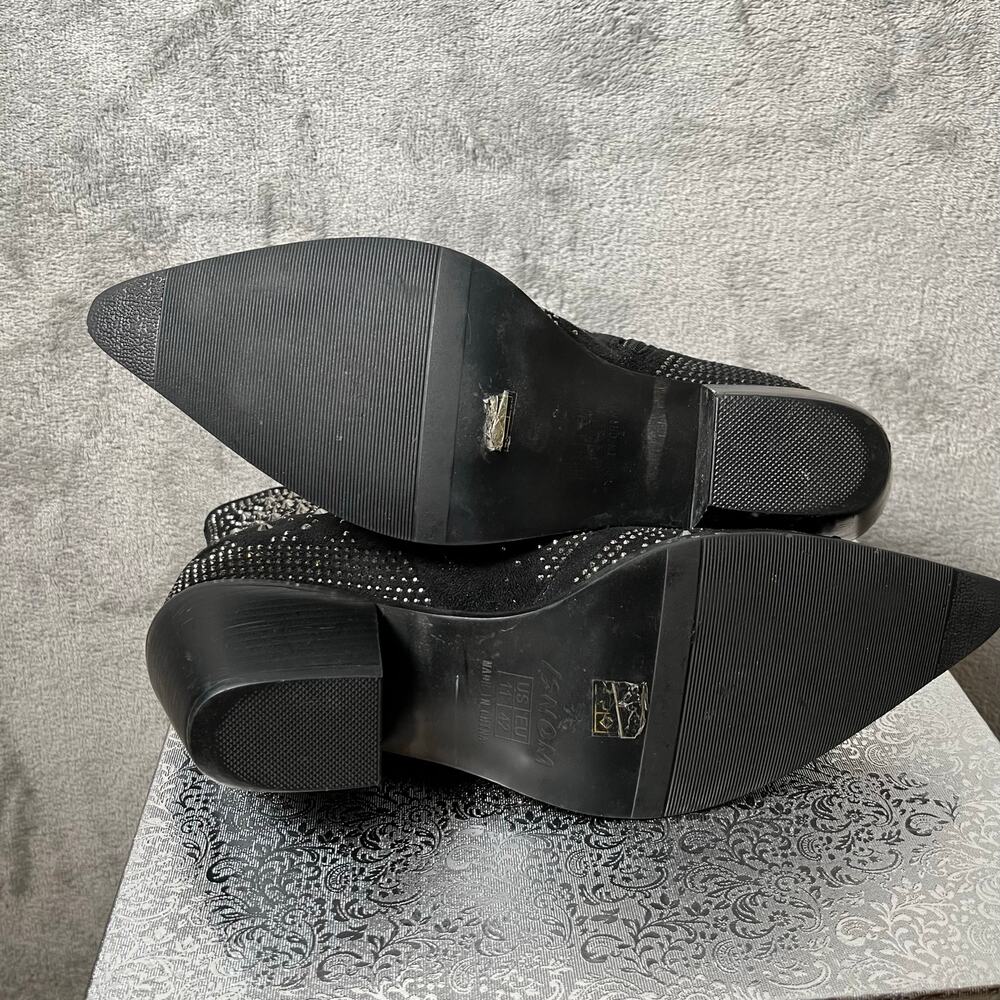 Isnom Rhinestone Boots Pointed Toe Block Heel Ank… - image 6